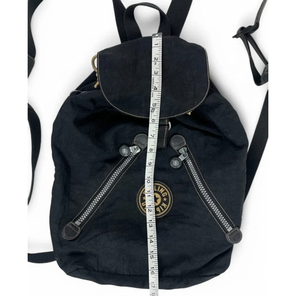 KIPLING Archival Vintage Nylon Backpack Unisex Adult Black Drawstring Bag